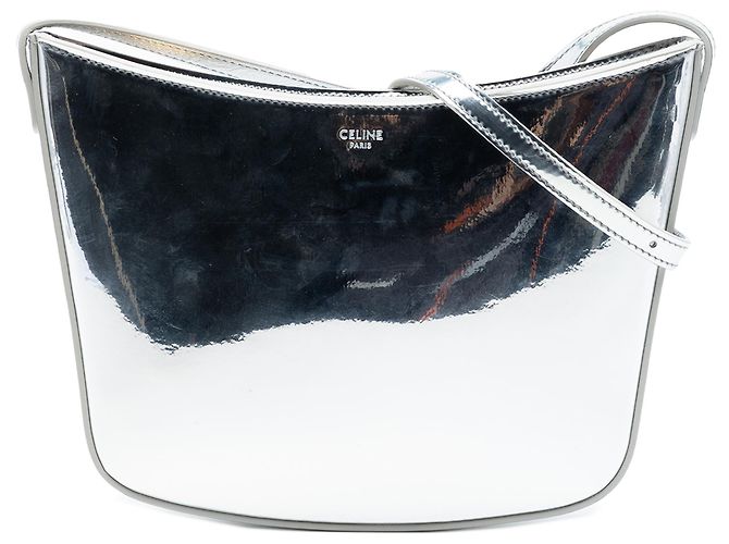 16 Céline Borsa a Spalla Celine Silver Medium Mirror Calfskin Croque Argento
