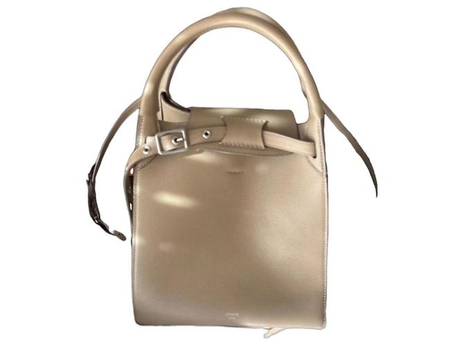 Céline Celine Bolsa de mão em couro bege e camurça