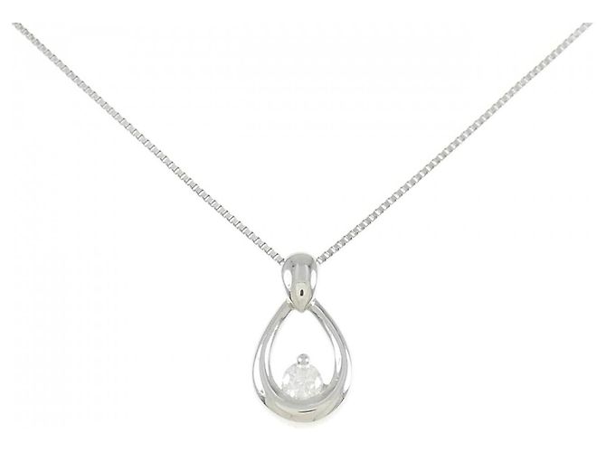 Autre Marque Pt900/Pt850 Diamant-Halskette Silber