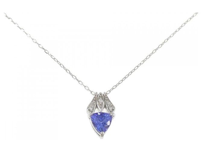 Autre Marque Tanzanit-Diamant-Halskette Pt900 Pt850 Lila