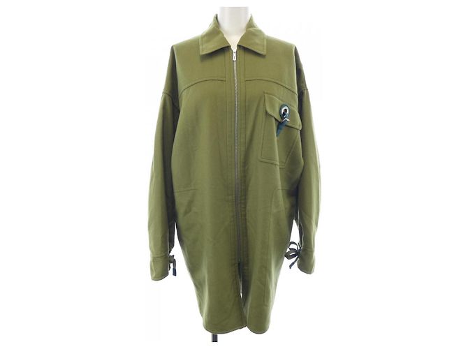 Hermès Cappotto in seta e cashmere Hermes Verde Cachi