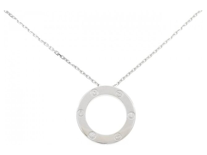 Collier Cartier Love Half Diamond 750 Or Blanc Argenté