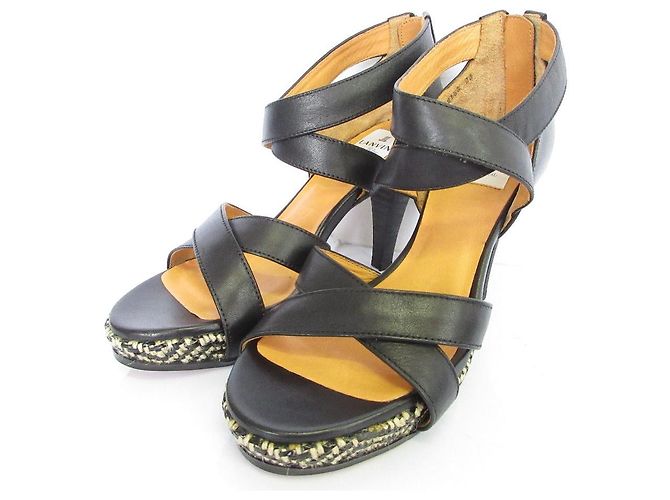 Sandali in pelle Lanvin en Bleu Nero