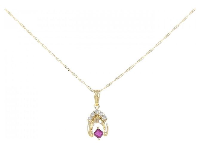 Autre Marque Collana in rubini e diamanti Au750 D'oro