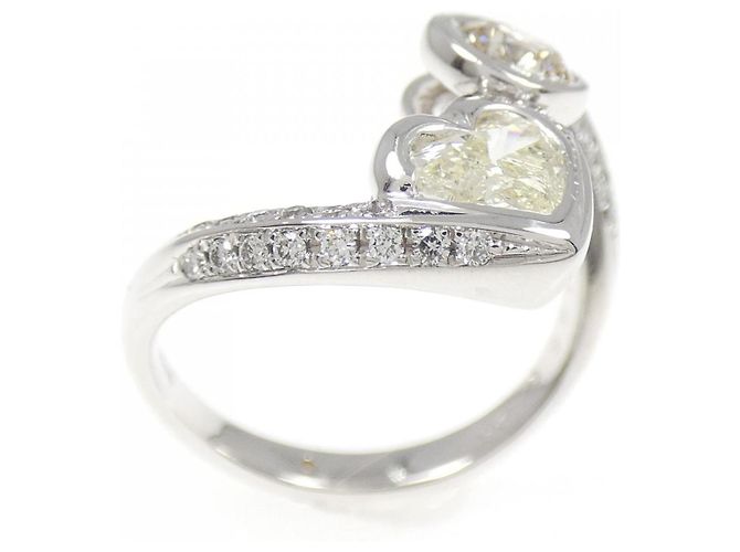 Autre Marque Anel de ouro branco Au750 com diamantes e safiras Prata