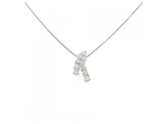 Autre Marque Diamant-Halskette Pt900 Pt850 Silber