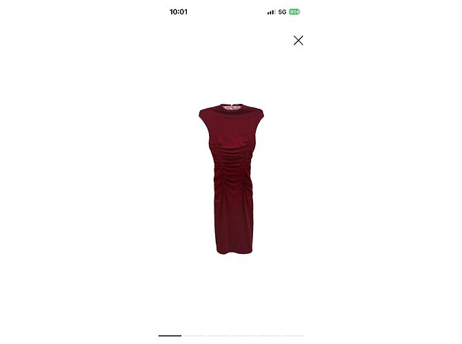 Vestido Guess de punto granate con drapeado Burdeos