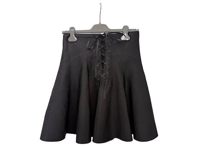 Alaïa Gonna svasata nera con lacci Nero