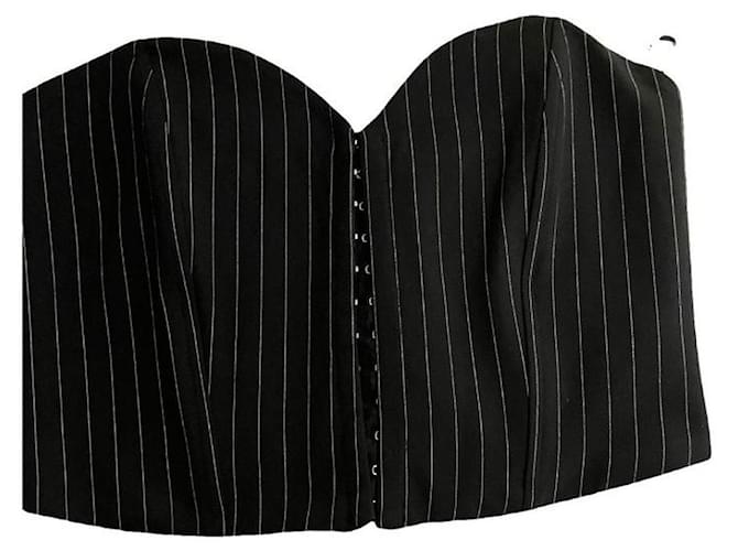 Autre Marque Top Corset Noir à Fines Rayures 