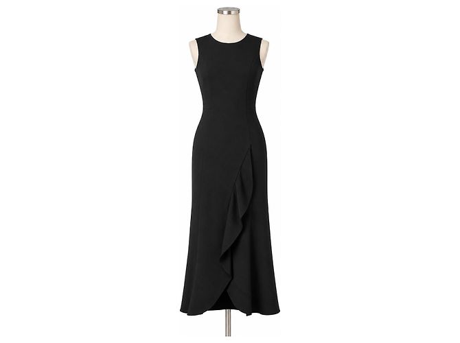 Autre Marque Vera Wang Schwarzes Rüschen-Maxikleid