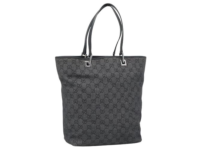 Borsa Tote GUCCI GG Canvas Grigio Argento 31243 Auth ep14697 Marrone
