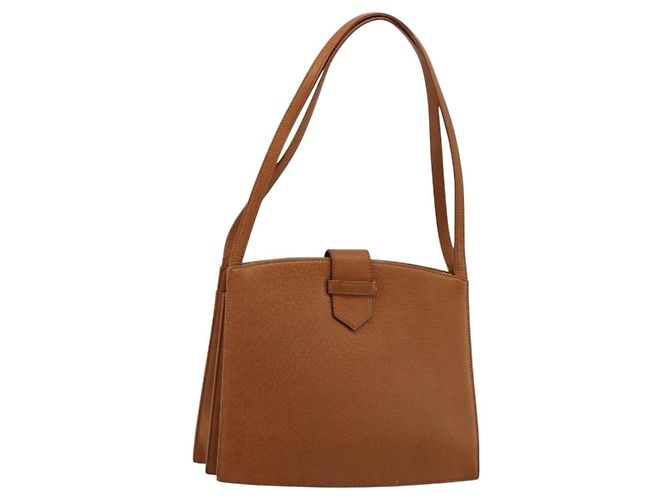 Bolsa Tote SAINT LAURENT de couro marrom Auth bs35578