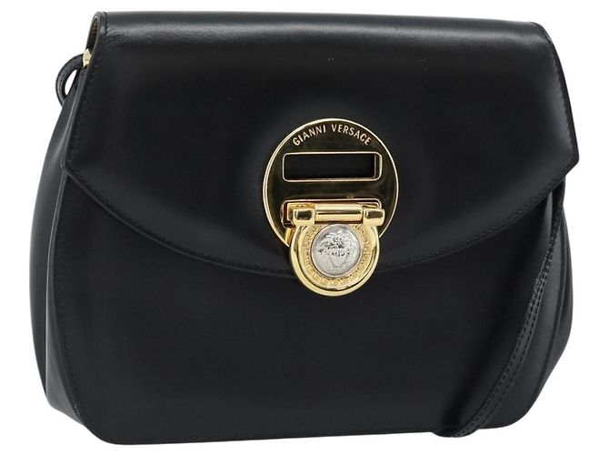 Borsa a Spalla Gianni Versace in Pelle Nera e Oro Auth BA13310A Nero D'oro