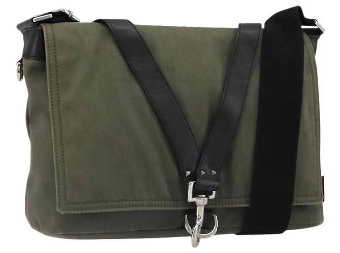 Borsa a tracolla VALENTINO Canvas Khaki Silver Auth bs35528 Argento Cachi
