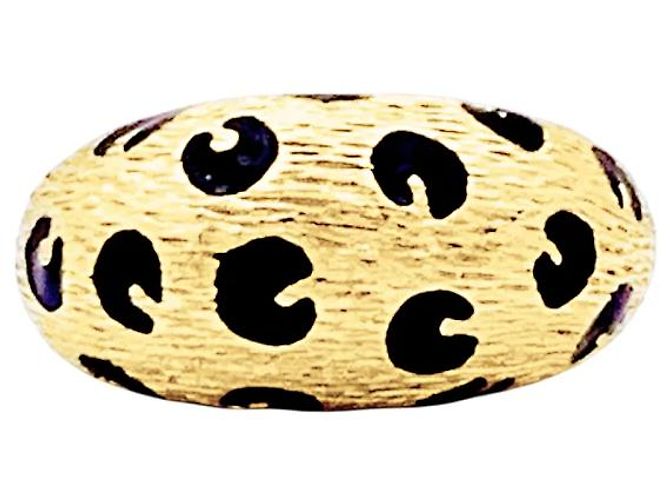 Fred Paris, "Léopard" Ring, Gelbgold, schwarzer Emaille.