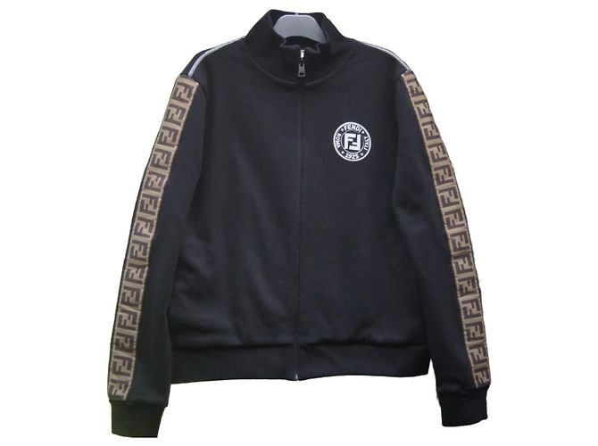 Fendi FF Monogramm Trainingsjacke Braun Schwarz