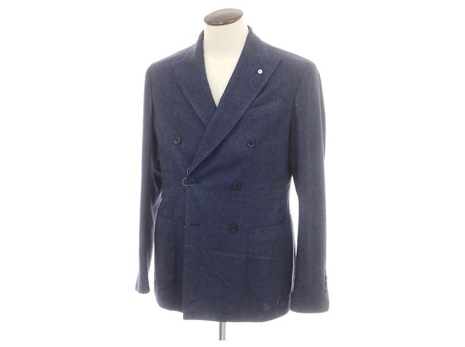 Autre Marque Jaqueta casual de lã e poliéster com abotoamento duplo L.B.M.1911 Azul Azul marinho
