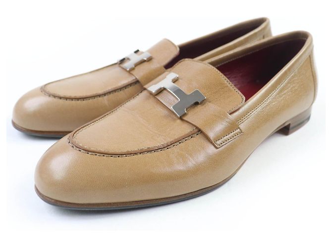 Hermès Mocasines de cuero Hermes Constance Beige
