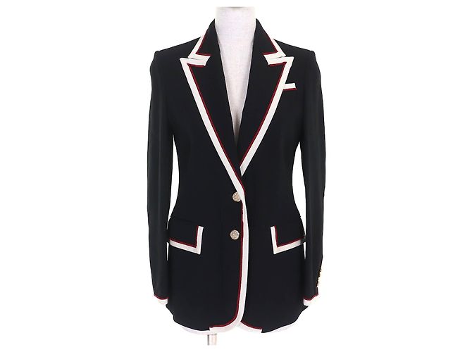 Gucci Tailored Jacket Silk Jacket Black White