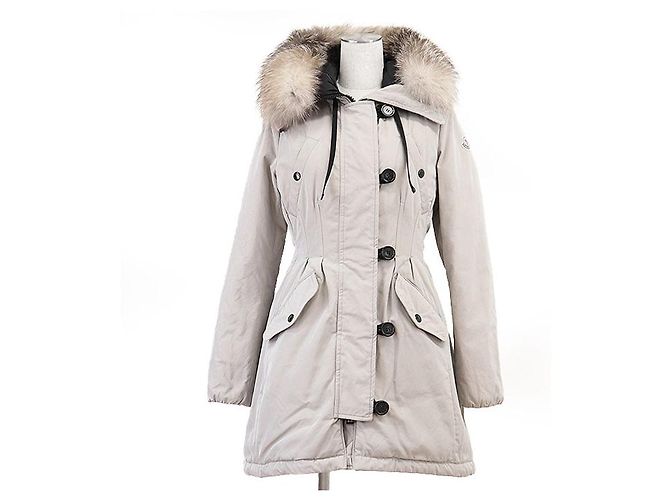 Moncler AREDHEL GIUBBOTTO Casaco de plumas com pele de raposa Bege