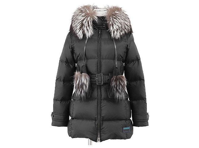 Prada Fox Fur Down Jacket Black