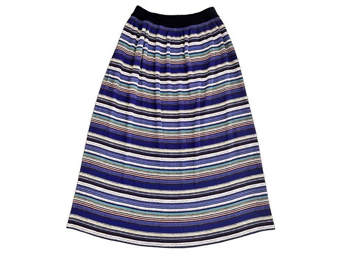 Gonna plissettata midi a righe multicolore Gerard Darel Bianco Blu