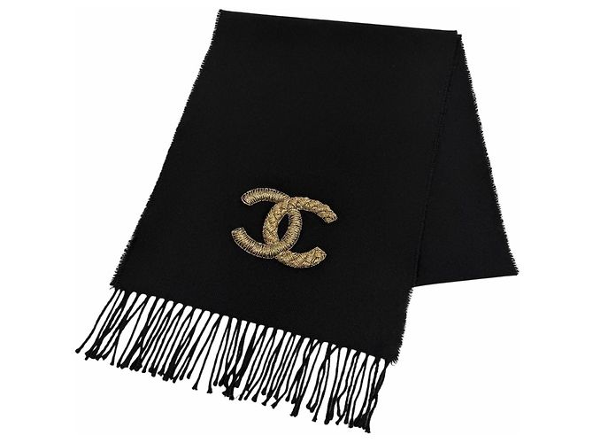 Stola Chanel in misto lana e cashmere Nero D'oro