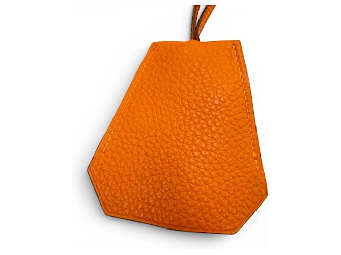 Hermès Collier Clochette en cuir vintage Hermes Orange 