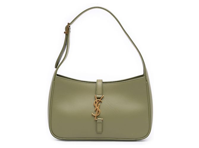 Saint Laurent Le 5 a 7 em couro de vitelo liso verde Verde claro