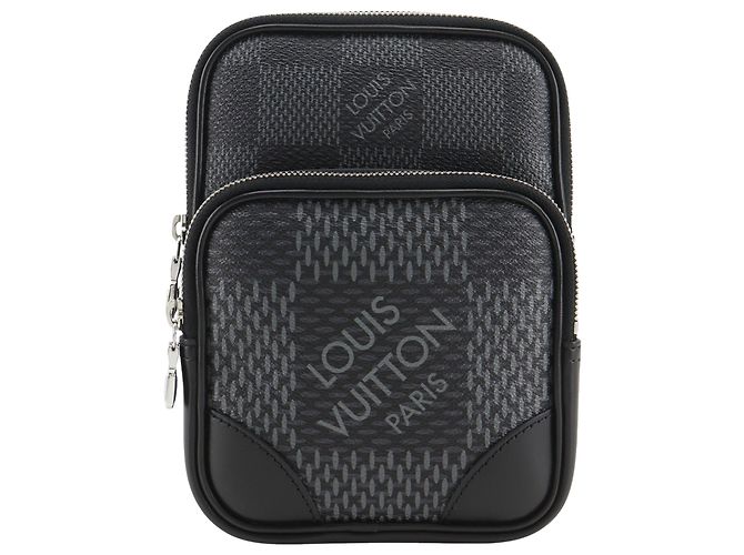 Borsa a tracolla Louis Vuitton Black Damier Graphite 3D Amazone Nero