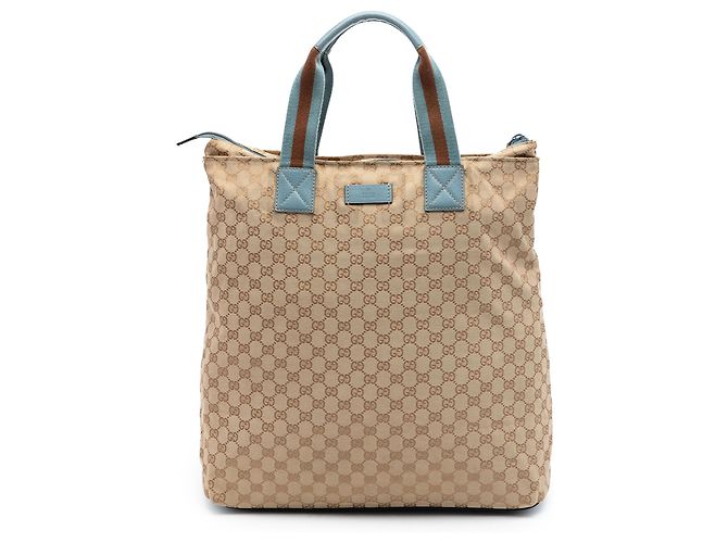 Tote verticale Gucci in tela GG beige con Web