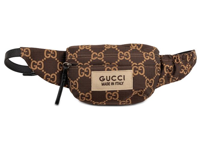 Borsa a tracolla Gucci in nylon ripstop GG marrone