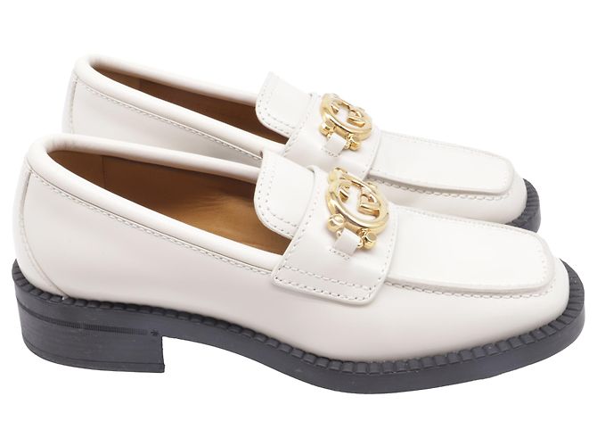 Mocassini Gucci Interlocking G in pelle bianca Bianco