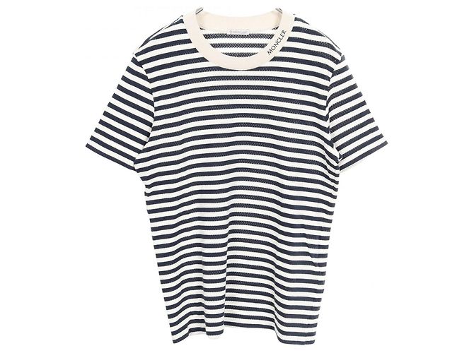 Top de algodão Moncler Branco Azul Azul marinho