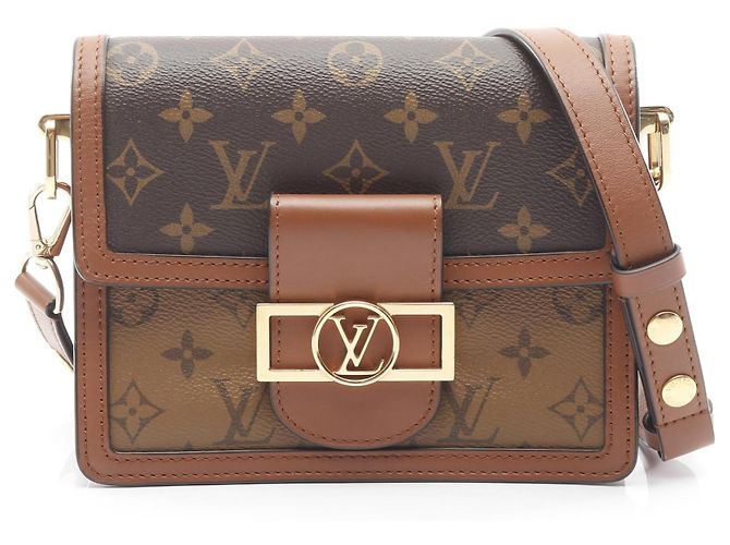 Bolsa de Ombro Louis Vuitton Dauphine Mini Monogram Marrom Bege