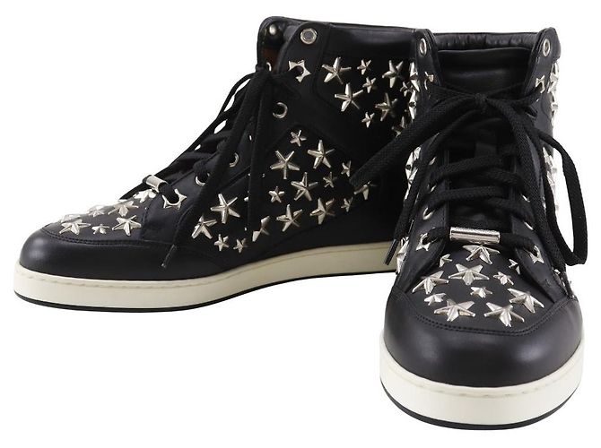 JIMMY CHOO Star Studs Leder-Sneaker Schwarz