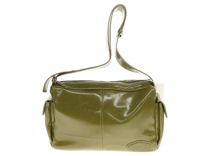 Autre Marque Borsa a tracolla in pelle smaltata BBYB Verde Verde oliva