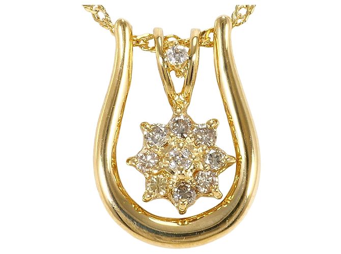 Autre Marque 18K Gelbgoldhalskette mit Diamant Golden