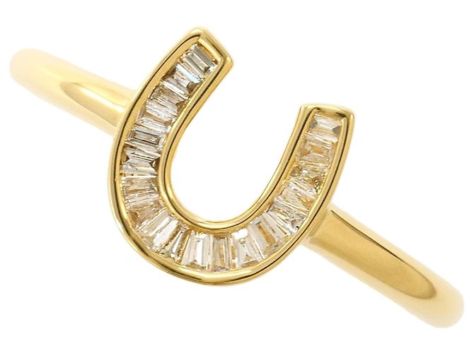 Autre Marque Anello a fascia in oro giallo 18K e diamanti D'oro