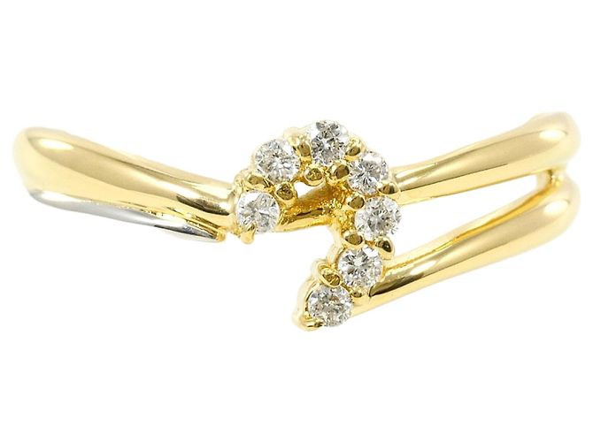 Autre Marque 18K Gelbgold- und Platin-Ring mit Diamant Golden