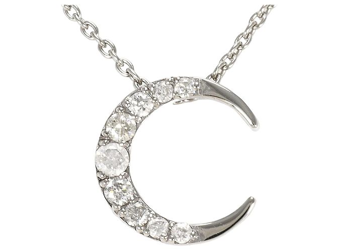 Autre Marque Collar de oro blanco de 10K con diamante Dorado