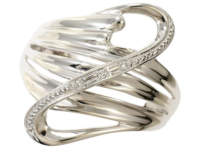 Autre Marque Anello a fascia in oro bianco 10K con diamante D'oro