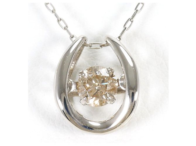 Autre Marque Collar de platino PT900 con diamante marrón Castaño