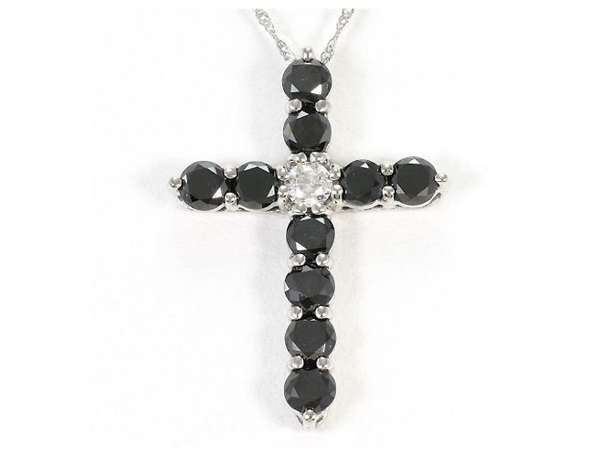 Autre Marque Collana in platino e oro bianco 18K con diamanti neri Nero D'oro