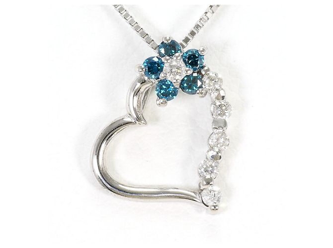 Autre Marque Colar de ouro branco com diamante azul Dourado