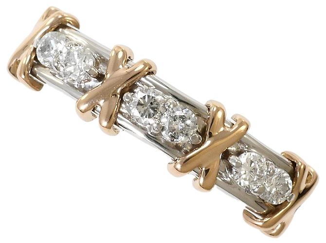 Autre Marque Platin- und Roségold-Diamantring Golden