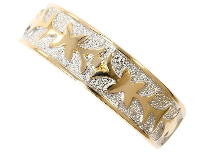Autre Marque Anello a fascia in oro 10K bianco e giallo D'oro