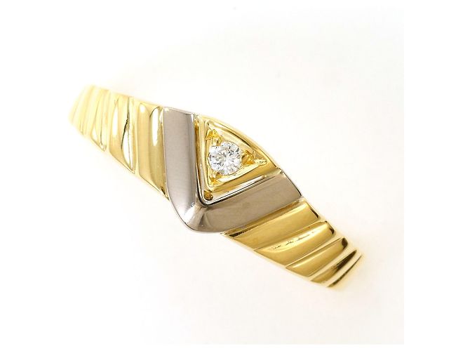 Autre Marque Anel de banda em ouro 18K com diamante Dourado