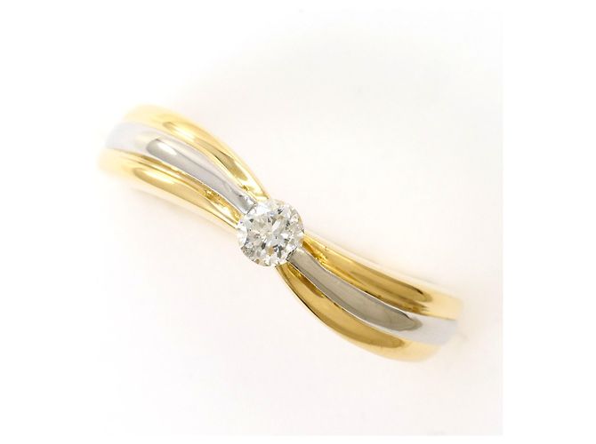 Autre Marque Platin- und Gelbgold-Ring mit Diamant Golden