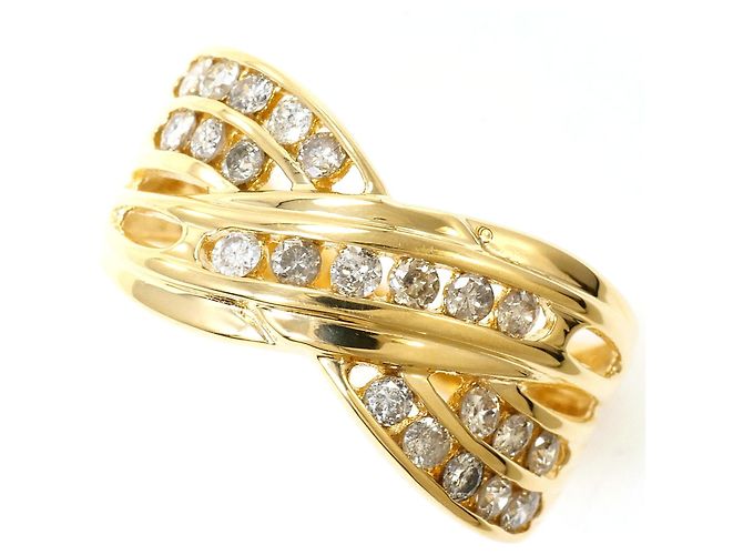 Autre Marque 18K Gelbgold-Ring mit Diamant Golden